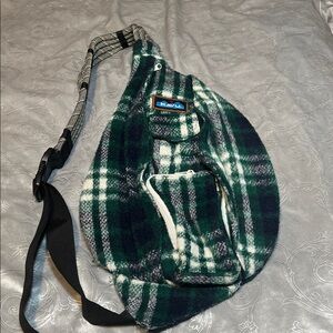 Kavu Green and White Plaid Crossbody Bag